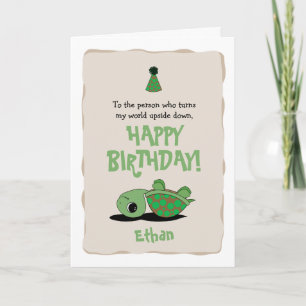 Happy Birthday Card with Upside Down Turtle