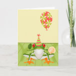 Happy Birthday Cards: General Card<br><div class="desc">Beautiful digitally frog with a pink rose and balloon string in mouth. Simple,  but elegant greeting card can be used for anyone's birthday or any occasion. Personalise the provided text with your desired message.</div>