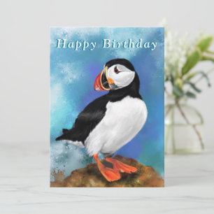 Happy Birthday Cards with Atlantic Puffin Bird
