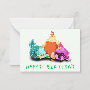 Happy Birthday Cards with Funny Chickens