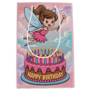 Happy Birthday Cartoon Fairy Medium Gift Bag