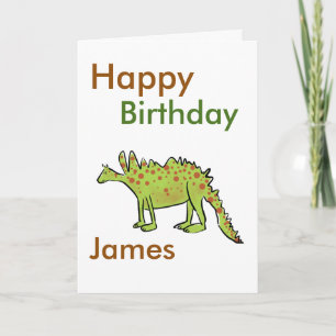 Happy birthday cartoon green dinosaur boys(name) card