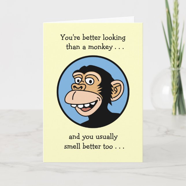 Happy Birthday: Cartoon Monkey Card (Front)