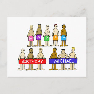 Happy Birthday Cartoon to Customise with Any Name Postcard