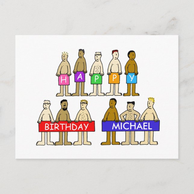 Happy Birthday Cartoon to Customise with Any Name Postcard (Front)