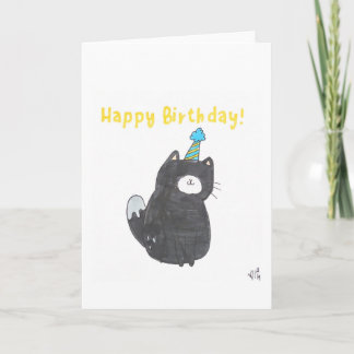 Happy Birthday Cat in Party Hat 1 Card