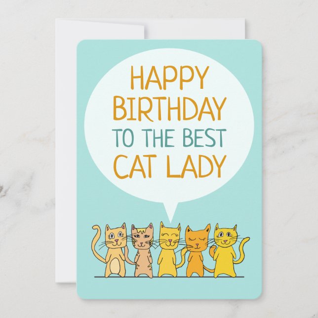 Happy Birthday Cat Lady Flat Card (Front)