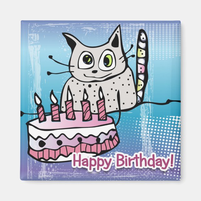 Happy Birthday Cat - Magnet (Front)