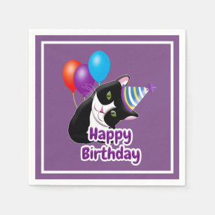 Happy Birthday Cat Napkin