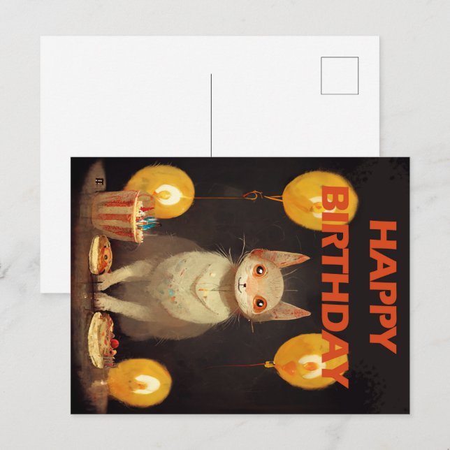 Happy Birthday! - cat party Postcard (Front/Back)