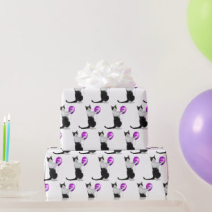 Happy Birthday Cat with Balloon Wrapping Paper