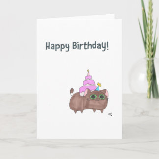 Happy Birthday Cat with Cake Card