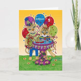 Happy Birthday Cats for Child Custom Name Card
