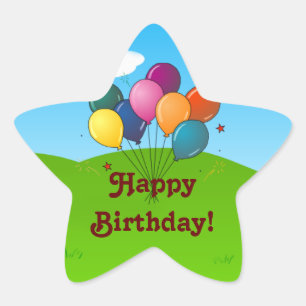 Happy Birthday! Celebration Balloons Star Sticker
