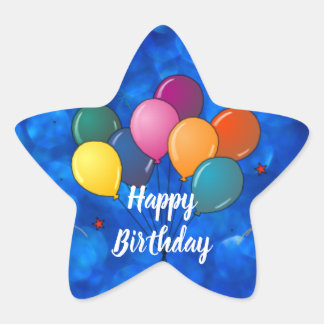 Happy Birthday Celebration Balloons Star Sticker
