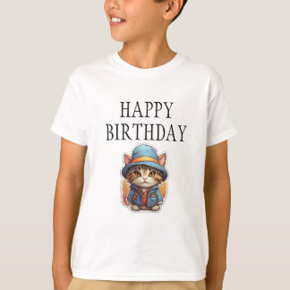 Happy Birthday Celebration CAT design T-Shirt