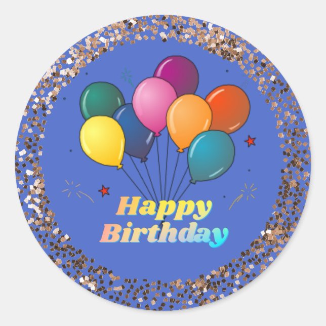 Happy Birthday Celebration Classic Round Sticker (Front)