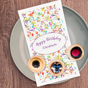 Happy Birthday Celebration Colorful Confetti Toss Napkin