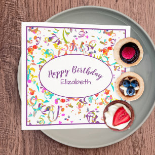 Happy Birthday Celebration Colourful Confetti Toss Napkin