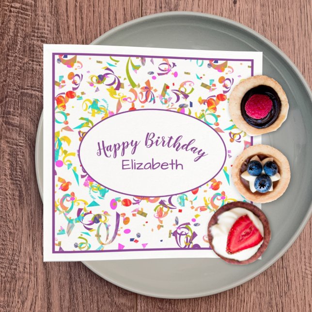 Happy Birthday Celebration Colourful Confetti Toss Napkin (Creator Uploaded)