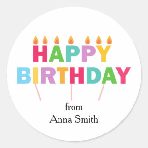 "Happy Birthday," Celebration Customisable Classic Round Sticker