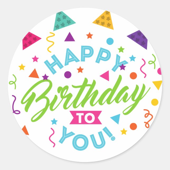 Happy Birthday Celebration Customisable  Classic Round Sticker (Front)