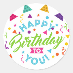 Happy Birthday Celebration Customisable  Classic Round Sticker