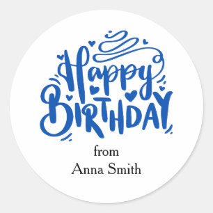 Happy Birthday Celebration Customisable  Classic Round Sticker