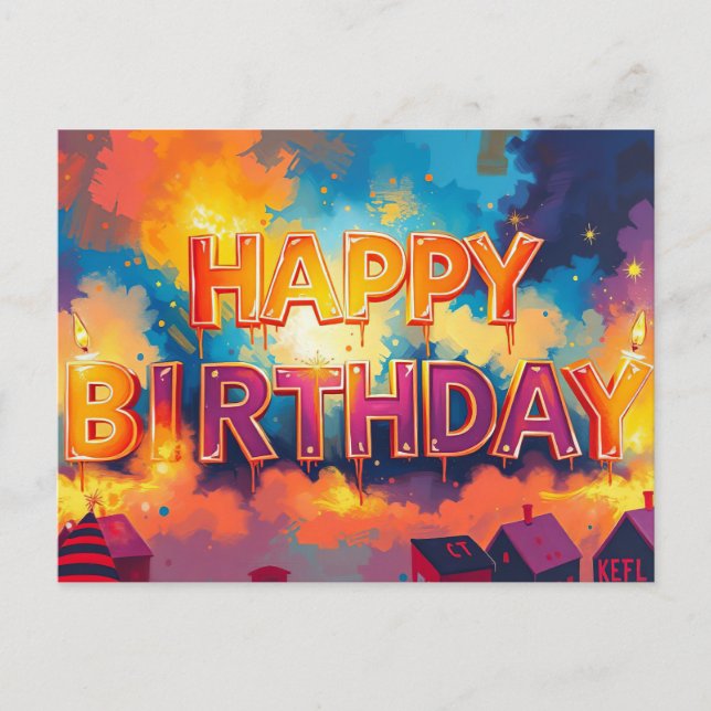 Happy Birthday Celebration Design Postcard (Front)