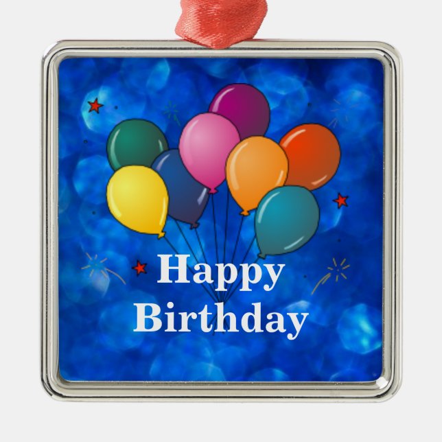Happy Birthday Celebration Metal Ornament (Front)