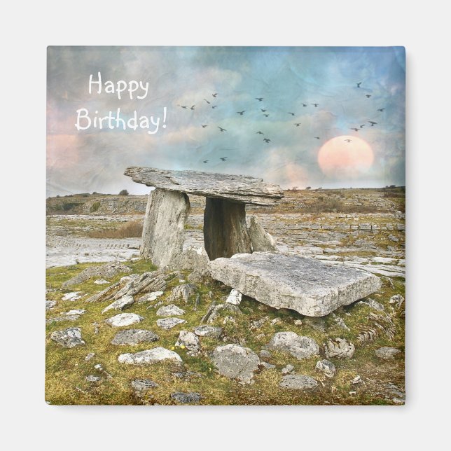 Happy Birthday Celtic Ruins Magnet (Front)
