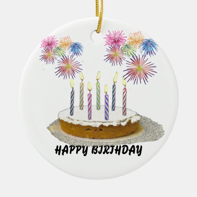 Happy Birthday Ceramic Ornament (Front)