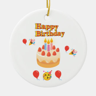 Happy birthday  ceramic ornament
