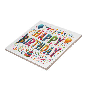 Happy Birthday Ceramic Tile