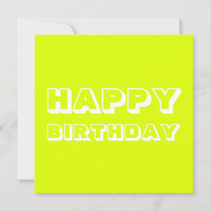 Happy Birthday, chartreuse white modern bold Card