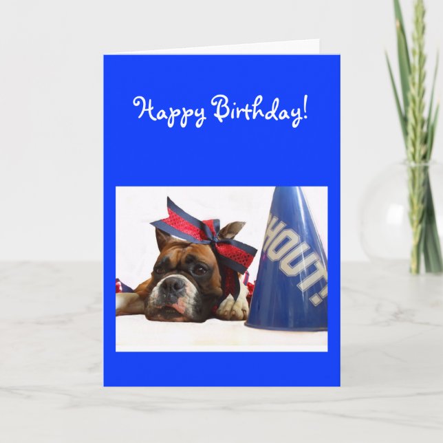 Happy birthday Cheerleader boxer greeting card (Front)