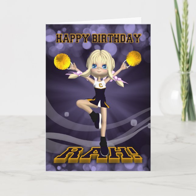 Happy Birthday Cheerleader Greeting Card (Front)