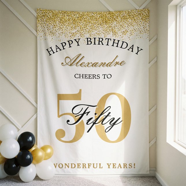 Happy Birthday Cheers To 50 Years Celebration Banner (Happy Birthday Cheers To 50 Years Celebration Banner)