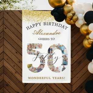 Happy Birthday Cheers To 50 Years Photo Collage Banner
