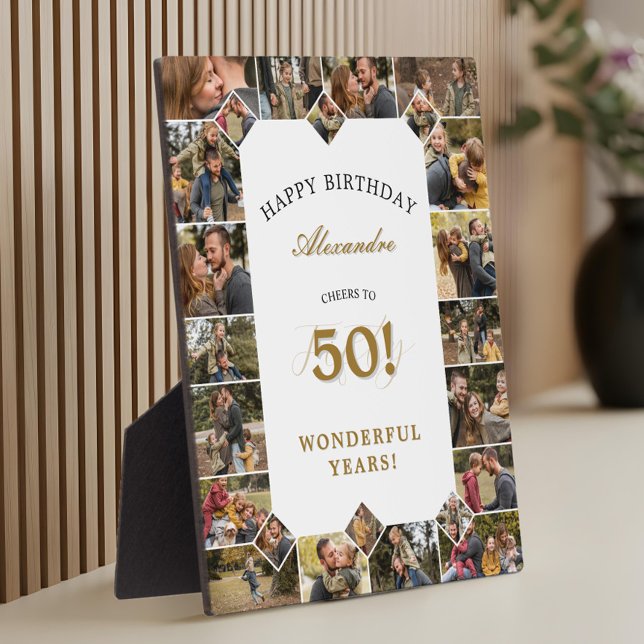 Happy Birthday Cheers To 50 Years Photo Collage Plaque (Happy Birthday Cheers To 50 Years Photo Collage Plaque)