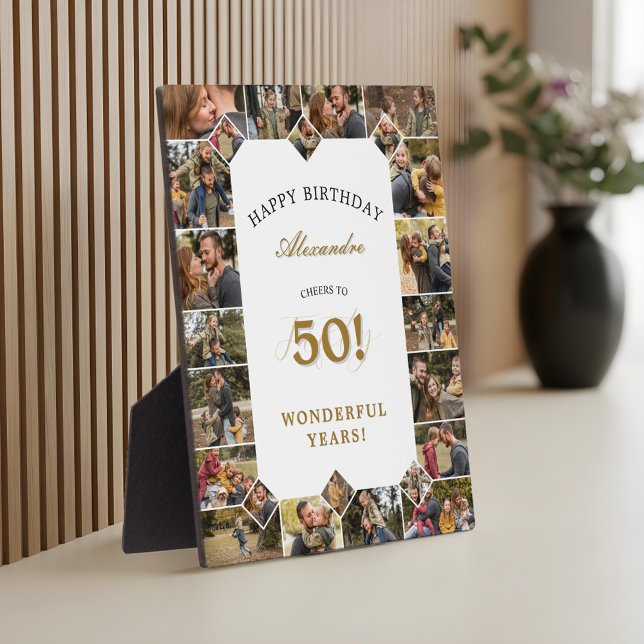 Happy Birthday Cheers To 50 Years Photo Collage Plaque (Happy Birthday Cheers To 50 Years Photo Collage Plaque)