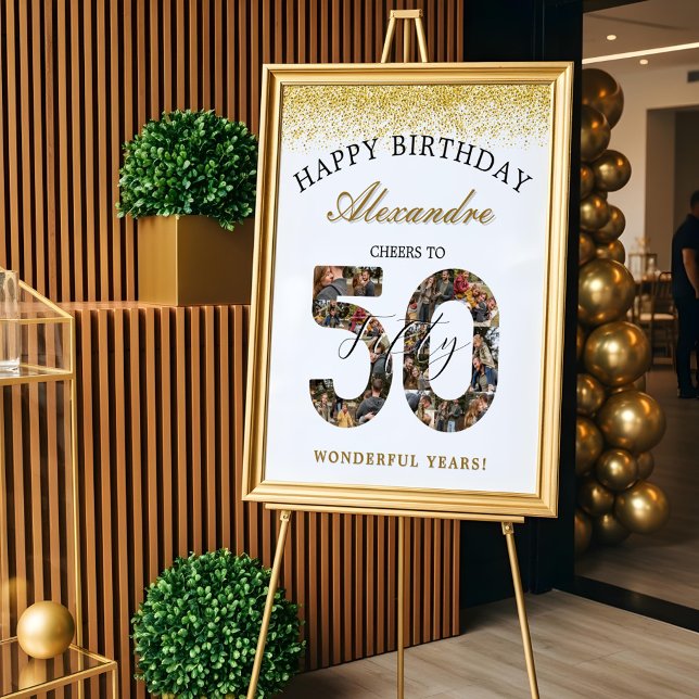 Happy Birthday Cheers To 50 Years Photo Collage Poster (Creator Uploaded)