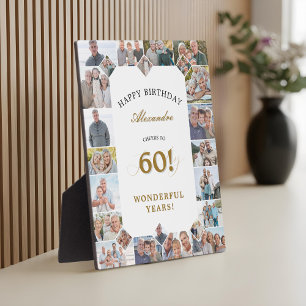 Happy Birthday Cheers To 60 Years Photo Collage Plaque
