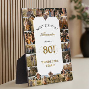 Happy Birthday Cheers To 80 Years Photo Collage Plaque