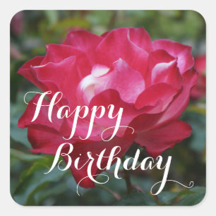 Happy Birthday Cherry Parfait #2 Square Stickers