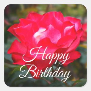 Happy Birthday Cherry Parfait #2 Square Stickers