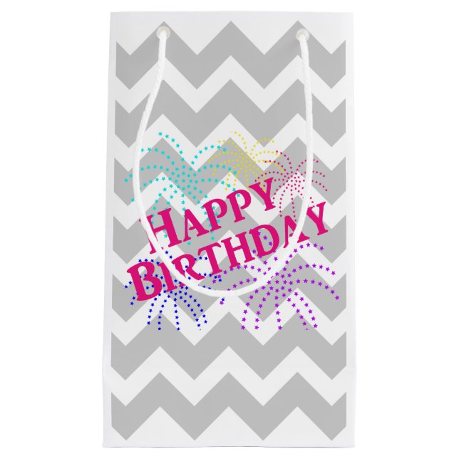 Happy Birthday Chevron Star Fireworks Gift Bag (Front)