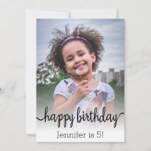 happy birthday chic calligraphy photo card