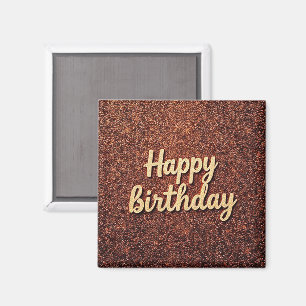 Happy Birthday Chic Earth-Tone Sparkle glitter Magnet