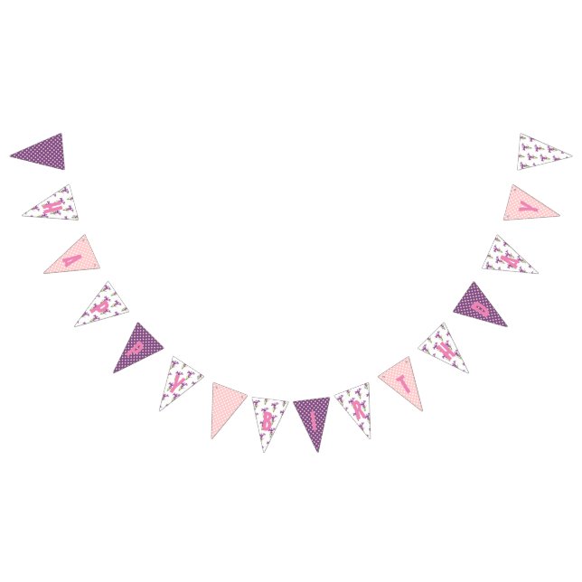 Happy Birthday Chic Purple Irises Polka Dots Bunting (All)